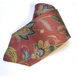 Liberty of London Necktie  Tie Red Green Floral Paisley  57" x 3.5"